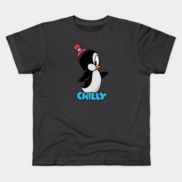 Cartoon Penguin Kids T-Shirt by Randomart